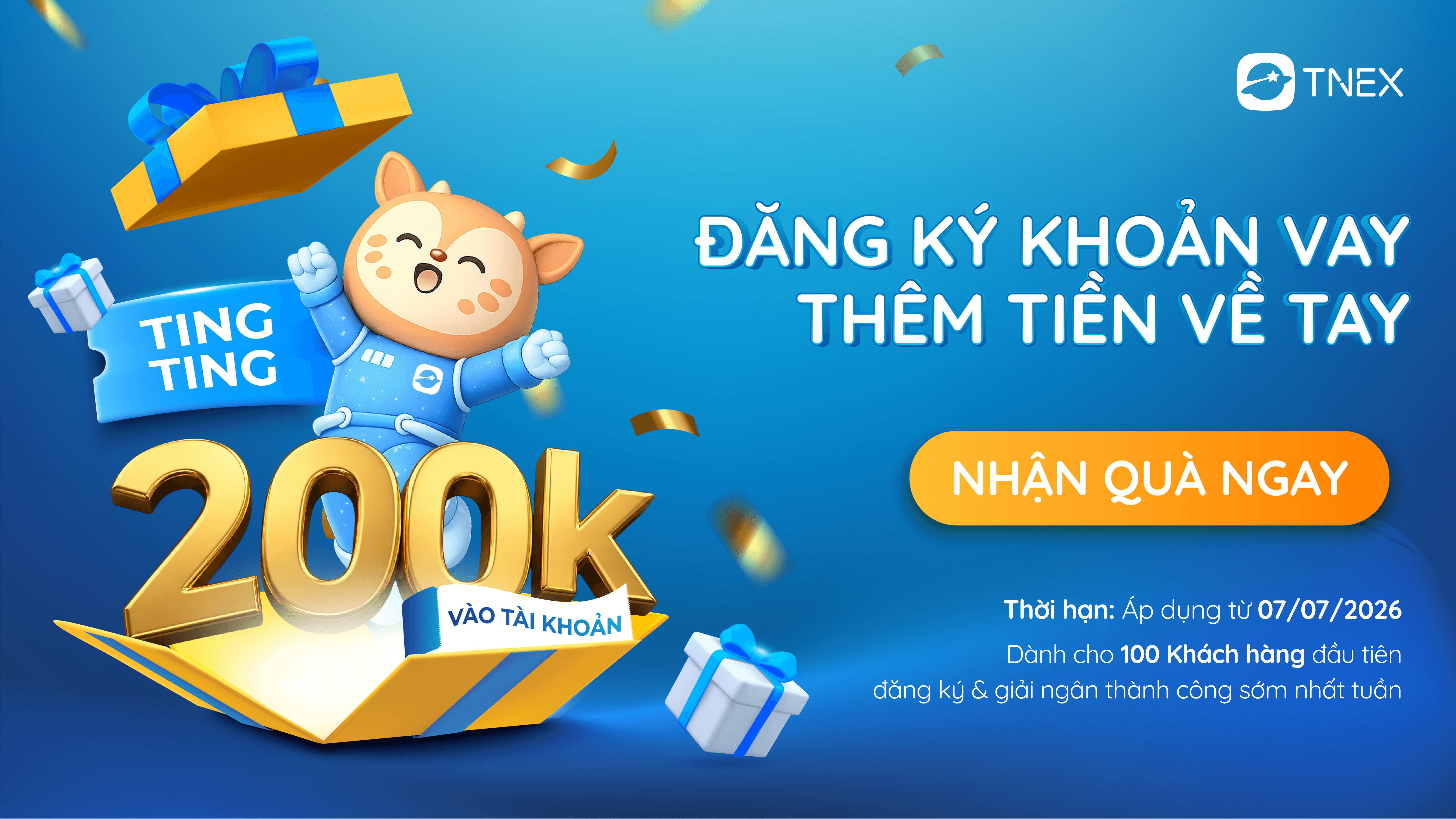 Nhận ngay 200.000 đồng khi đăng ký và giải ngân thành công khoản vay tiêu dùng