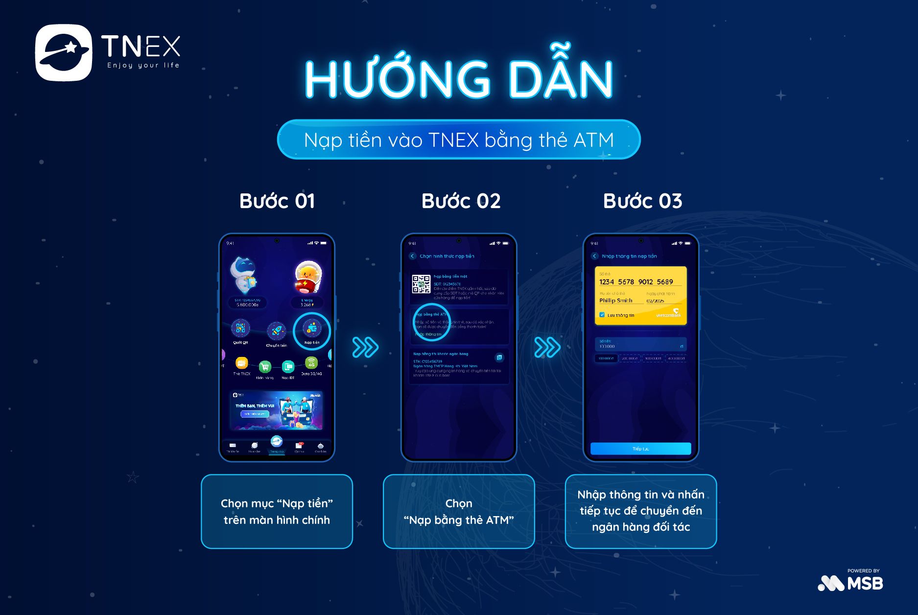 Hướng dẫn nạp tiền vào TNEX bằng thẻ ATM Hướng dẫn nạp tiền vào TNEX bằng thẻ ATM